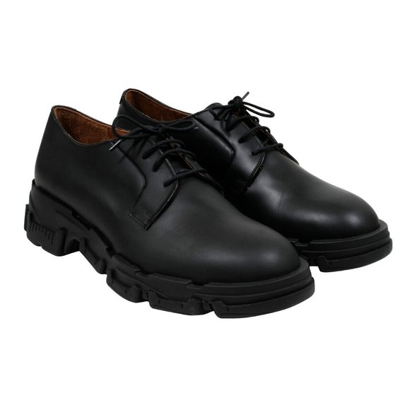 Lanvin Mens Derbys US 11.5 EU 44.5 Flat Black Leather Chunky Asymmetrical Sole